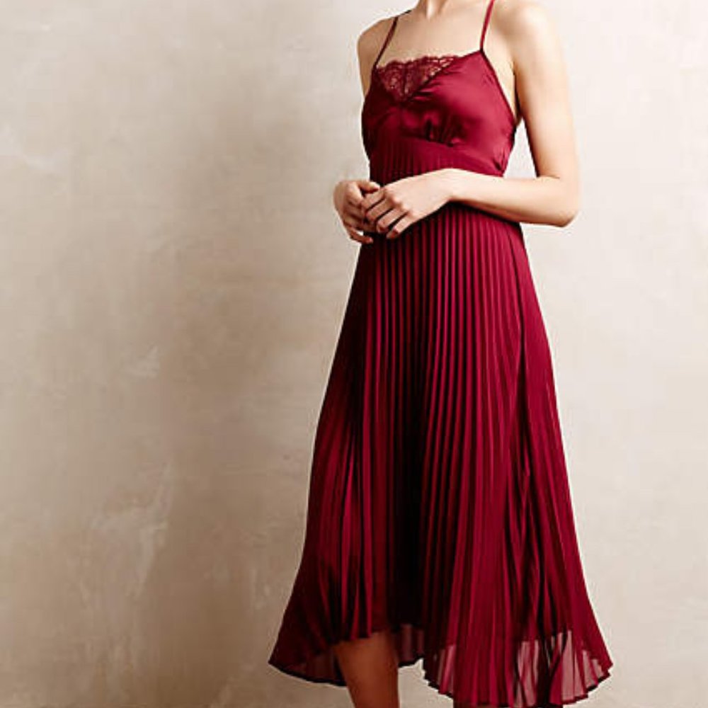 Anthropologie By Eloise Lined Slip Dress burgundy NWT size Large